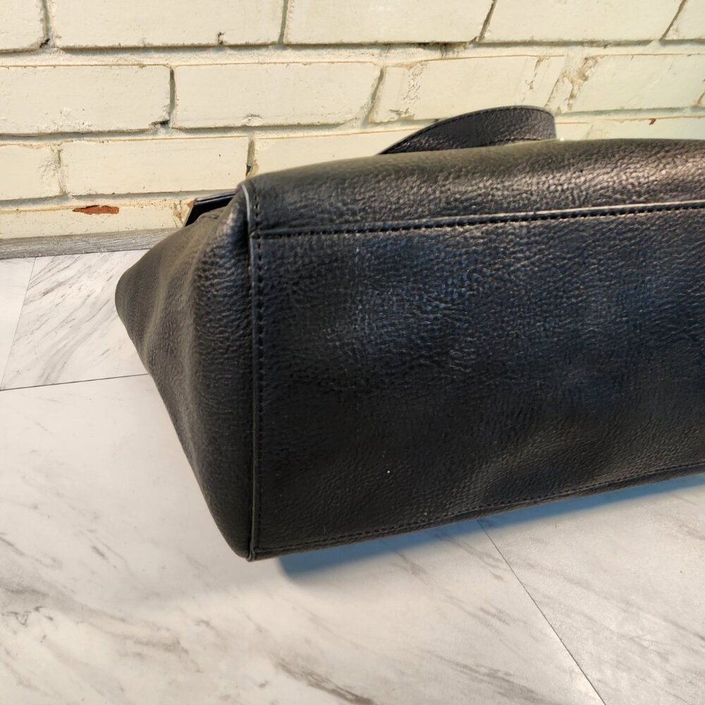 Steve Madden Black Leather Shoulder Bag Handbag Purse Xl - Picture 12 of 15